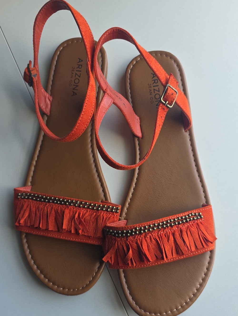 Arizona Jean Company Orange Fringe Slingback Sandals